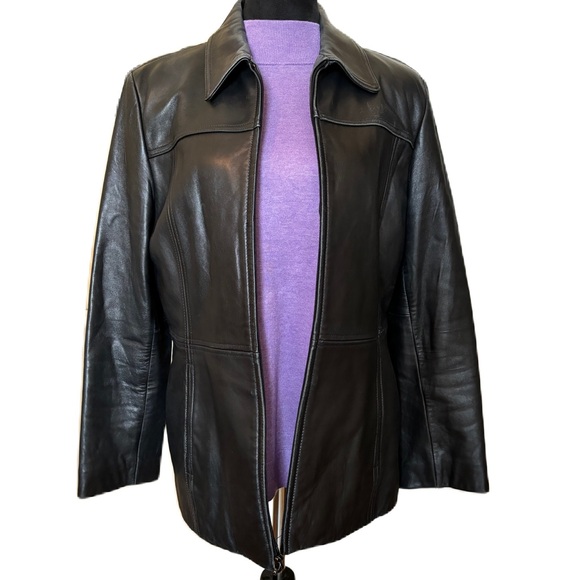 EUC Nine West Leather Black Jacket - Picture 1 of 6